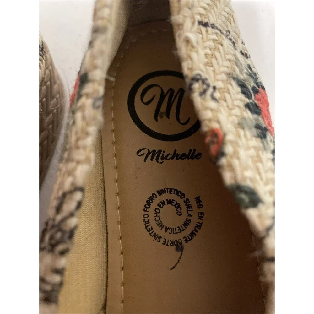 Michelle Mexico  MultiColor Fabric Espadrille Flats Women’s Size 9 New Floral
